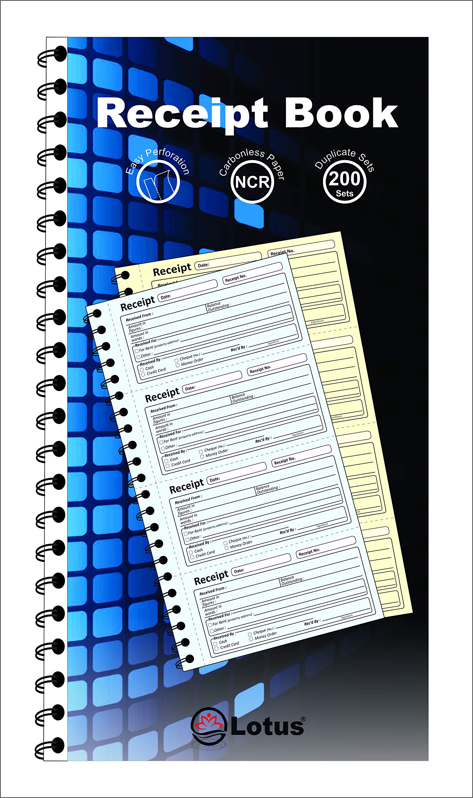 Duplicate Receipt Book Spiral Wire Bound NCR | 200 Sets | Preprinted Quality Paper - RECPT-8018 (1)