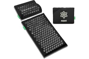 AyurMat Premium Acupressure Mat and Pillow Set - Natural Eco-Friendly Linen & Coconut Fiber,Ergonomic Design,Relieves Stress & Tension,with Carrying Bag,Full Body Pro Set