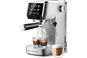 AMZCHEF 51mm Coffee Espresso Machine 20 Bar – Professional Coffee Maker with Milk Frother, Compact Stainless Steel Espresso Maker for Cappuccino, Latte, Mocha, 44oz Water Tank