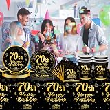 COSORO 2pcs Black Gold 70th Birthday Tablecloth 137 x 274 cm view 4