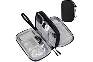 Electronics Organizer Travel Case with Double Layers, 3 Compartments Tech Pouch, Waterproof Cable Organizer Bag for Cable, Co