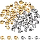arricraft 60 Pcs Brass Crimp Beads, Loose Rondelle Spacer Beads Crimp Bead Covers Metal Irregular Shape Crimp Charms Accessories for Bracelet Necklace Jewelry Making Silver & Golden