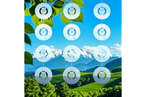 UTFFEDY Bird Deterrents for Outside Owl Bird Scare Discs 3D Shiny Helix Wind Spinners, Reflective Bird Reflector & Stainless Steel Outdoor Garden Décor Sculpture Ornaments, Scare Birds Away from Yard Patio