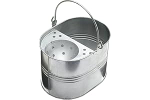 15L 15 Litres Large Galvanised Metal Steel Mop Bucket with Handle for Home Office General Cleaning