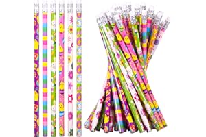 emzrivo 48 Pieces Easter Pencils for Kids Easter Pencil Bulk Holiday Wood Pencils with Erasers Cute Pencils for Easter Day Gifts Easter Party Favors Classroom Rewards Pencils, 6 Style(48)