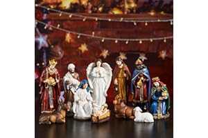 TOETOL Nativity Sets for Christmas Indoor Set of 13 Pieces 11.8 Inch Scene Christmas Decorations Collectibles Religious Tabletop Decor Displays (11.8" H)
