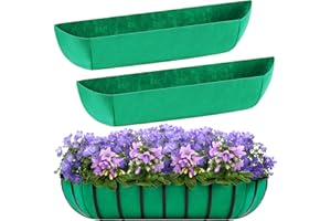 MUDEREK 3PCS Deep Window Box Liners,24inch Hanging Planter Liners for Outdoor Plants,Felt Replacement Trough Coconut Liner for Window Planter Basket,Rectangle Fabric Plant Liners