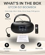 Grouptronics GTCDR-501 Small Portable CD Player with Speakers FM USB AUX view 8