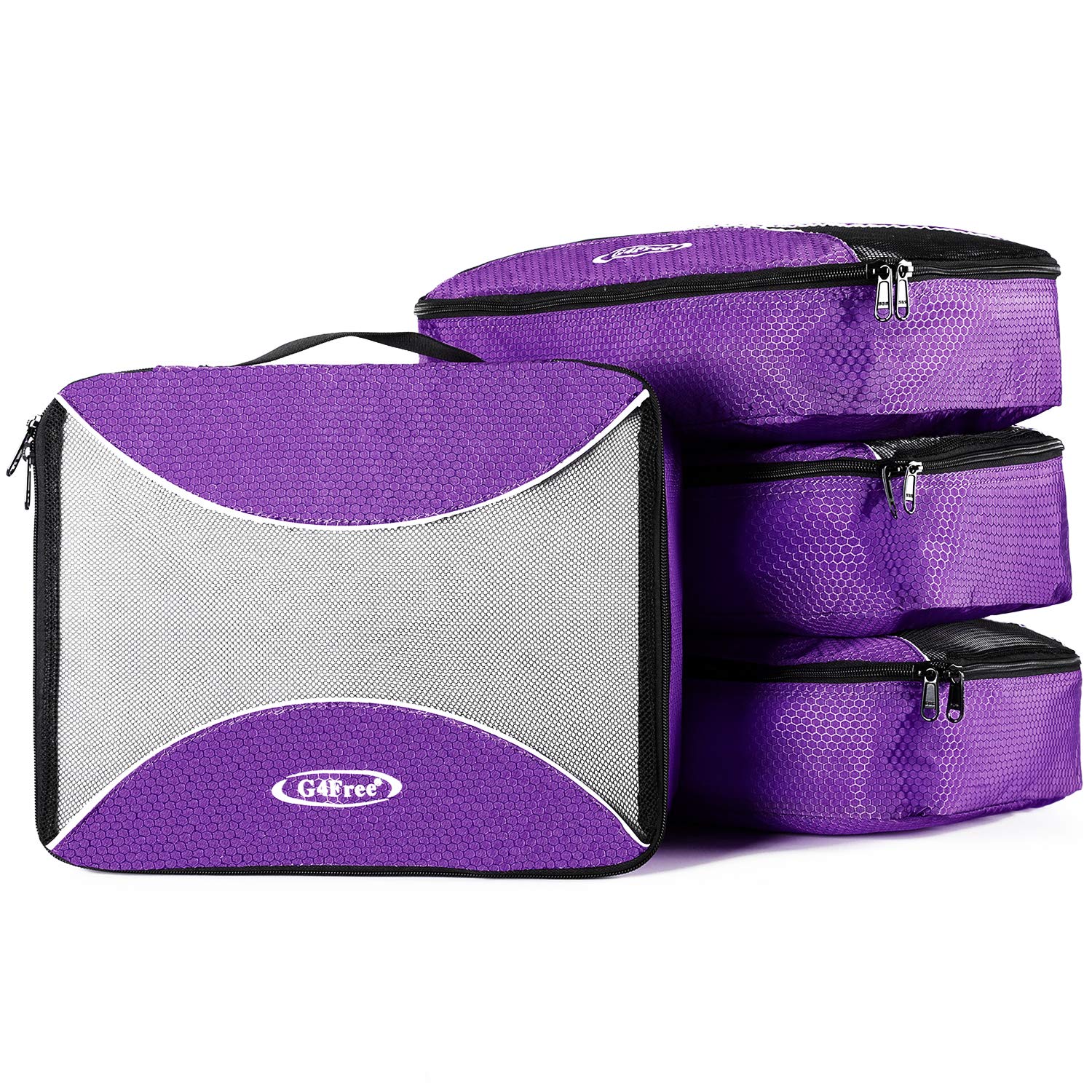 G4Free 3/6/7 Pieces Travel Organiser Cube Packaging Storage Bags for Suitcases Clothes Various Sizes Cubes 4 Pieces - Purple, 4 Medium