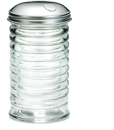 Glass Sugar Dispenser with Side Pour Spout, Built-in Lid to