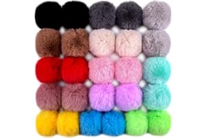 BQTQ 26 Pieces Faux Rabbit Fur Pom Pom Keychain Fluffy Balls Pom Pom with Elastic Loop for Hats Keychains Scarves Gloves Bags Accessories(13 Light Colors, 2 Pcs Each Color)