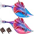 WILLBOND 2 Pieces Silicone Betta Bed Leaf Hammock for Betta Fish, Betta Fish Bed, Practical Resting Spot, No BPA, Comfortable and Safe (Blue, Pink)