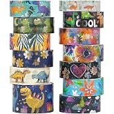 NANYNNU Dinosaur Washi Tape Set, 13 Rolls Silver Foil Cute Washi Tapes, Kawaii Floral Decorative Masking Tape for Journaling Supplies, Scrapbooking, Bullet Journal, Planner Decoration, DIY Crafts