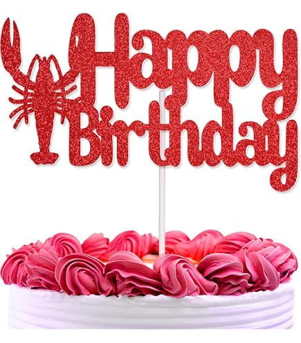 Ushinemi Glitzer Krebs Geburtstags-Deko – Happy Birthday Banner Mit Krebs-Motiv – Crawfish Party Zubehör – Selbst Zusammenbaubar