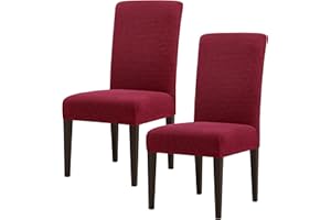 SUBRTEX Dining Room Chair Slipcovers Parsons Chair Covers Set of 2 Stretch Dining Chair Covers Removable Washable Kitchen Chair Covers Chair Protector Covers for Dining Room,Party,Hotel(Wine)