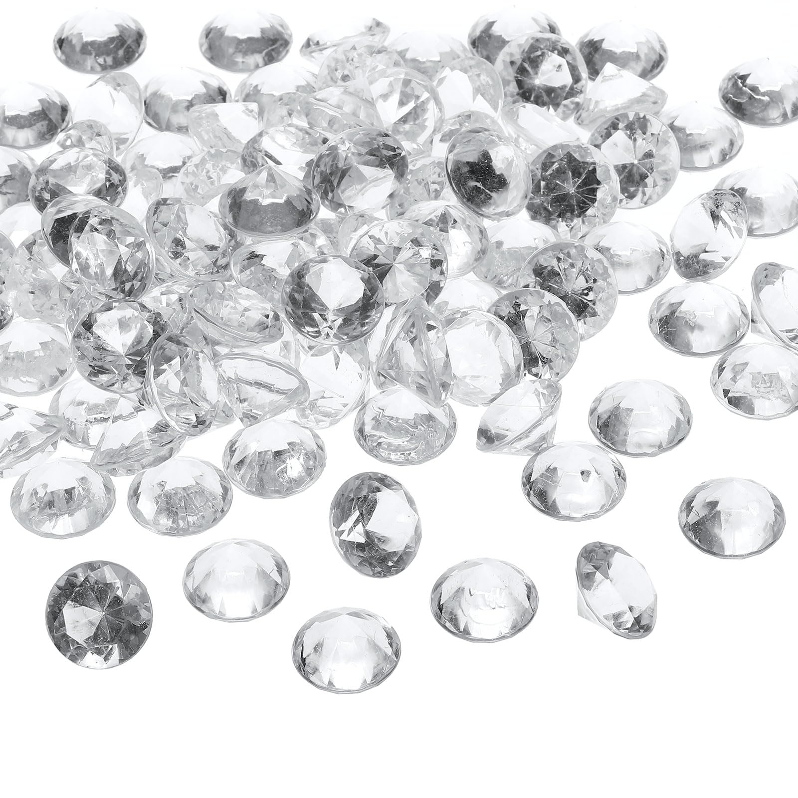 PATIKIL 270Pcs Acrylic Diamonds Vase Fillers Plastic 19mm Fake Crystals Gems Wedding Table Scattering Diamond Confetti for Wedding Decor Bridal Shower Party, Transparent (500Grams/1Pound)