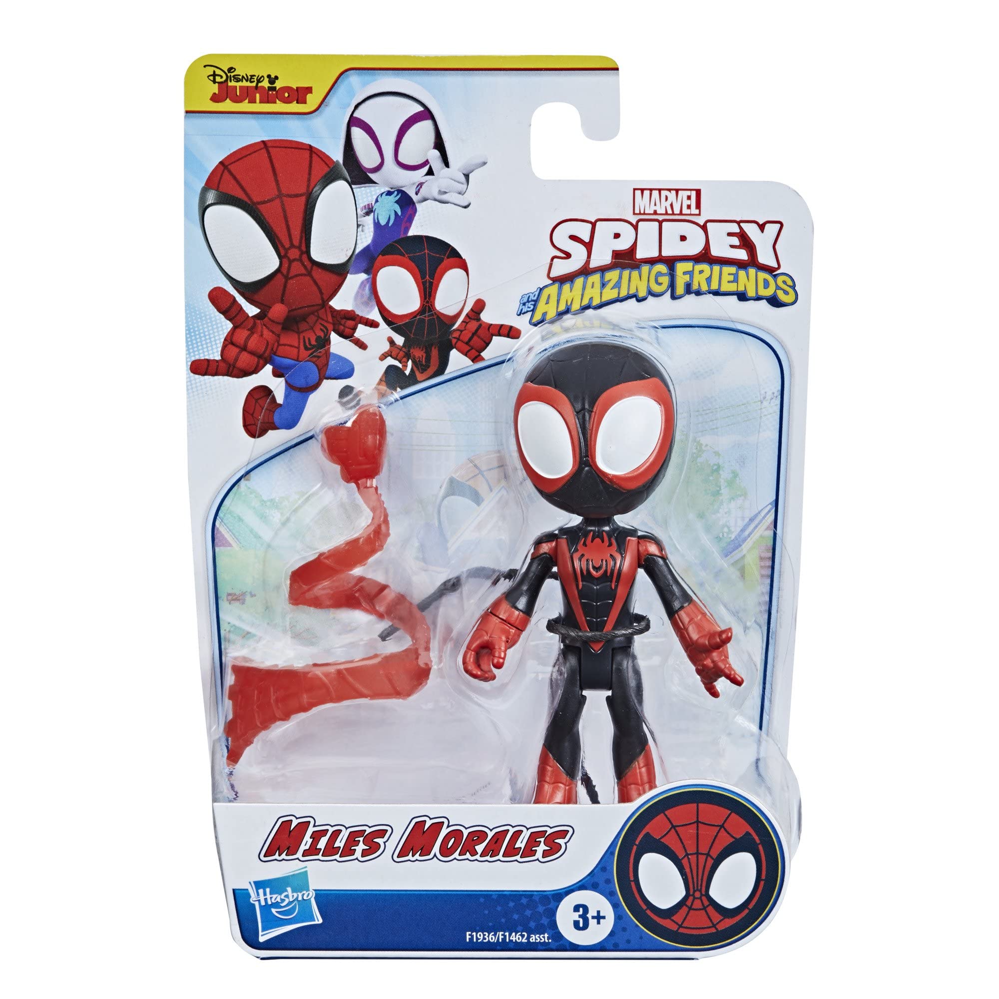 Marvel Spidey & His Amazing Friends Action Figures Superheroes + Villains (Choose Figure) (Miles Morales (4 inch)), Black