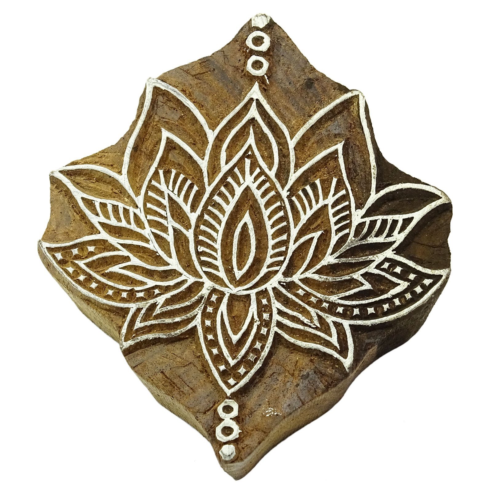 Knitwit Wooden Textile Stamps Indian Lotus Decorative Border Painting Stamp PB2803A