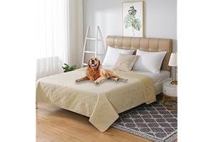 LPMOERA Waterproof Reversible Couch Cover Sofa Covers for Dogs and Pets Washable Furniture Protector Slipcover for Children Beige 82 * 102 Inch(Pack of 1)