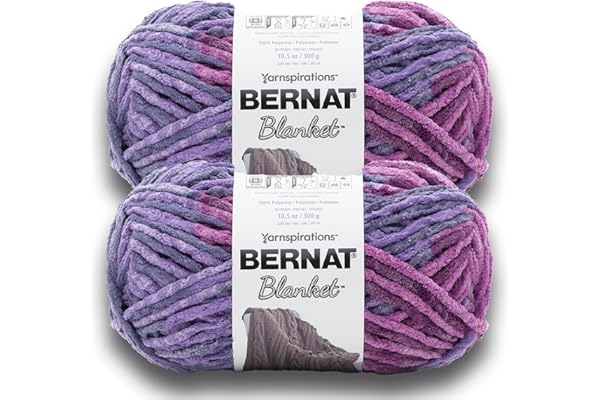 Bernat Blanket BB Purple Sunset Yarn - 2 Pack of 300g/10.5 oz - 100% Polyester - #6 Super Bulky - 220 Yards - Knitting/Crochet