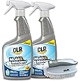 CLR Mold & Mildew Clear Bleach-Free Stain Remover Spray, Works on Bathroom Tile, Glass, Fabric, Concrete and More - 32 Ounce Spray (Pack of 2) with Brush