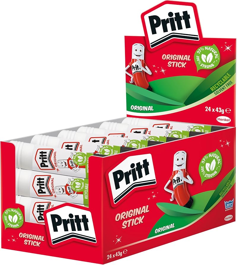 Pritt Glue Stick 24x 43g Non-Toxic Washable Strong School Office Kids Crafts