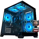 YAWYORE Gaming PC Desktop Computer AMD Ryzen 5 5600GT,16GB DDR4 3200MHz,1TB M.2 NVMe PCle,550W 80PLUS PSU,WiFi,Game Design Office Console,Sea View Room, Towers Prebuilt PC (Black)