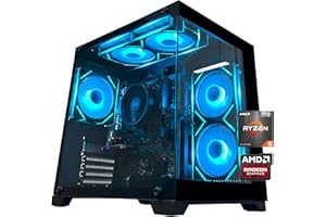 YAWYORE Gaming PC Desktop Computer AMD Ryzen 5 5600GT,16GB DDR4 3200MHz,1TB M.2 NVMe PCle4.0 Gen4,550W 80PLUS PSU,WiFi,Game Design Office Console,Sea View Room, Towers Prebuilt PC (Black)