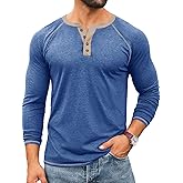 Yousify Mens Henley Shirts Long Sleeve Casual Basic T Shirts Button Vintage Lightweight Cotton Tee Tops