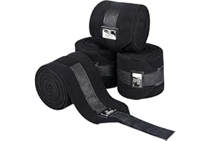 Harrison Howard Horse Polo Wraps Upgrade with Bling Leg Wraps for Horses 4-Pack Fleece Leg Wraps Stable Supplies Black M