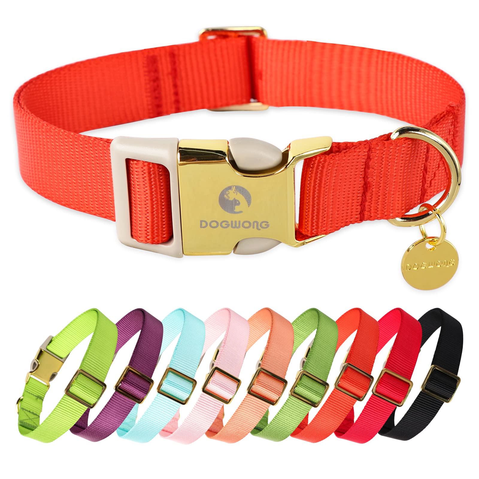 DOGWONG Nylon Dog Collar, Christmas Red Pet Collar Durable Adjustable Cute Dog Collar for Small Dogs, S (25.5cm-40.6cm)