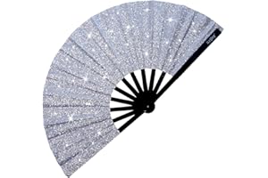 Krifey Large Folding Hand Fan – Bold Snap Fans for Line Dancing, Rave, EDM Festivals & Drag Shows – Statement Accessory for Women, Baddies & Party Queens