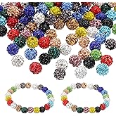 PATIKIL 8mm Rhinestone Beads, 150pcs Clay Rhinestone Beads Disco Ball Beads Diamond Spacer Beads Crystal Sparkle Shiny Round Bulk for Jewelry Making Pens Crafting Necklace, 15 Color