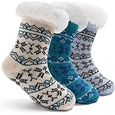 Boys Fuzzy Socks Winter Warm Socks for Kids Girls Fluffy Floor Socks with Grips for Home 3 Pack