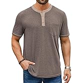 Hardaddy Men's Short Sleeve Henley Shirts Casual Color Block T-Shirts Button Henley Tee with Pocket