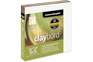 Ampersand Art Supply Wood Painting Panel: Museum Series Claybord, 5" x 5" - Pack of 4, 1/8" Flat Profile