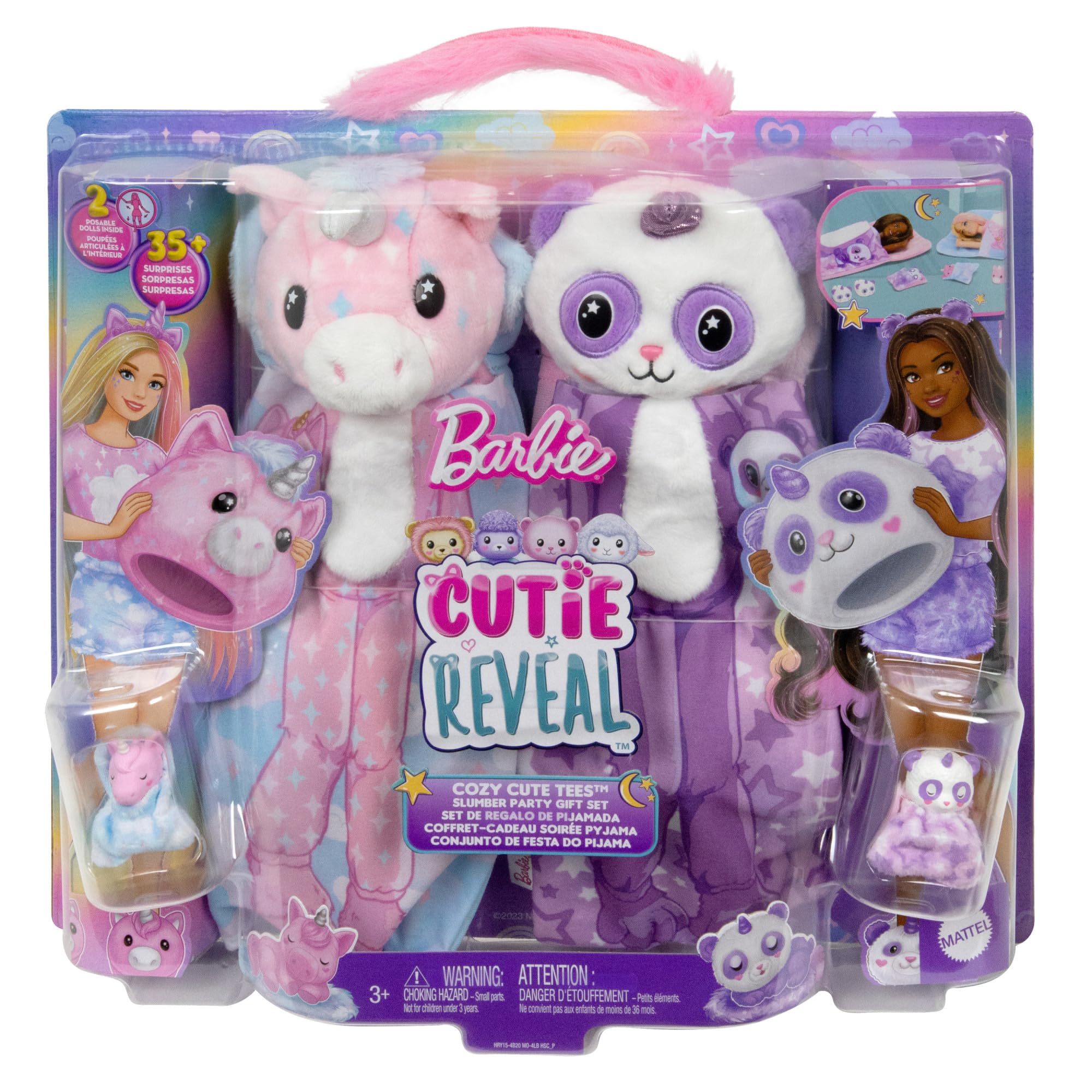 Barbie Cutie Reveal Gift Set with 2 Dolls & 2 Pets, Cozy Cute Tees