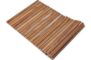 NORDIC STYLE TEAK Nordic Teak 100% Solid Teak Wood String Mat - Indoor and Outdoor Use - Non-Slip Wooden Platform for Sauna, Pool, Hot Tub Flooring Decor and Protector (Natural Finish, 40" x 20")