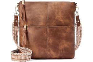 WESTBRONCO Crossbody Purses for Women Medium Shoulder Bag Vegan Leather Handbags with Guitar Strap