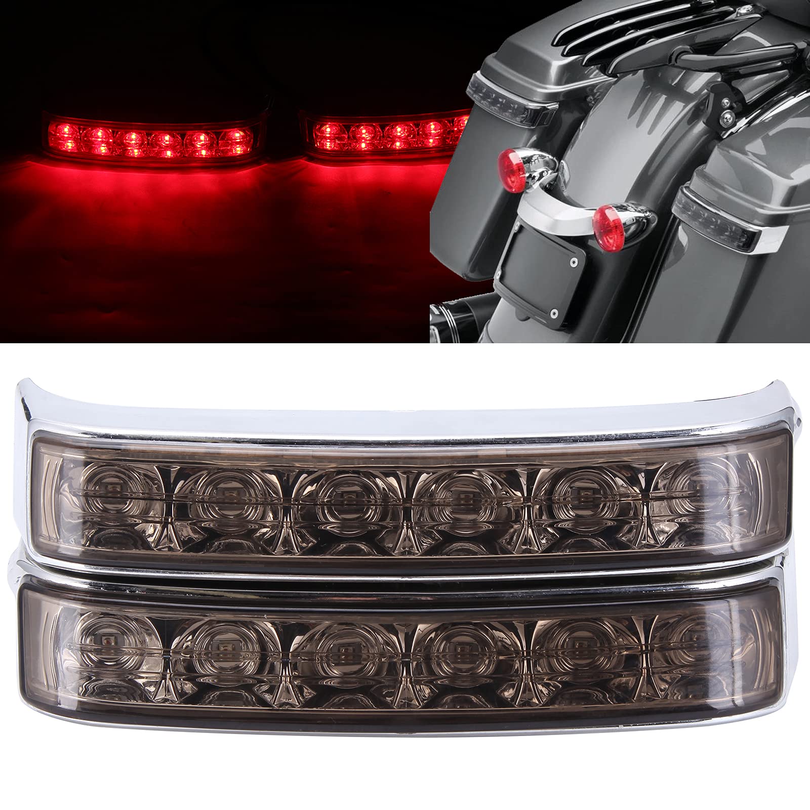 Photo 1 of 2PCS LED Saddlebag Motorcycle Tail Lights with Brake Light Running Turn Signal Lights Compatible With 2014-2020 Harley Touring Street Road Glide Electra Ultra Classic Ultra Limited CVO