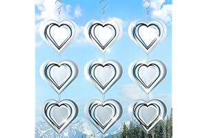 BVOPLME 3 PCS Heart Bird Scare Devices Set, Double-Sided Bird Reflectors, Bird deterrents for Outside, Bird Devices Deterrent to Scare Birds Away from Yard Patio Farm