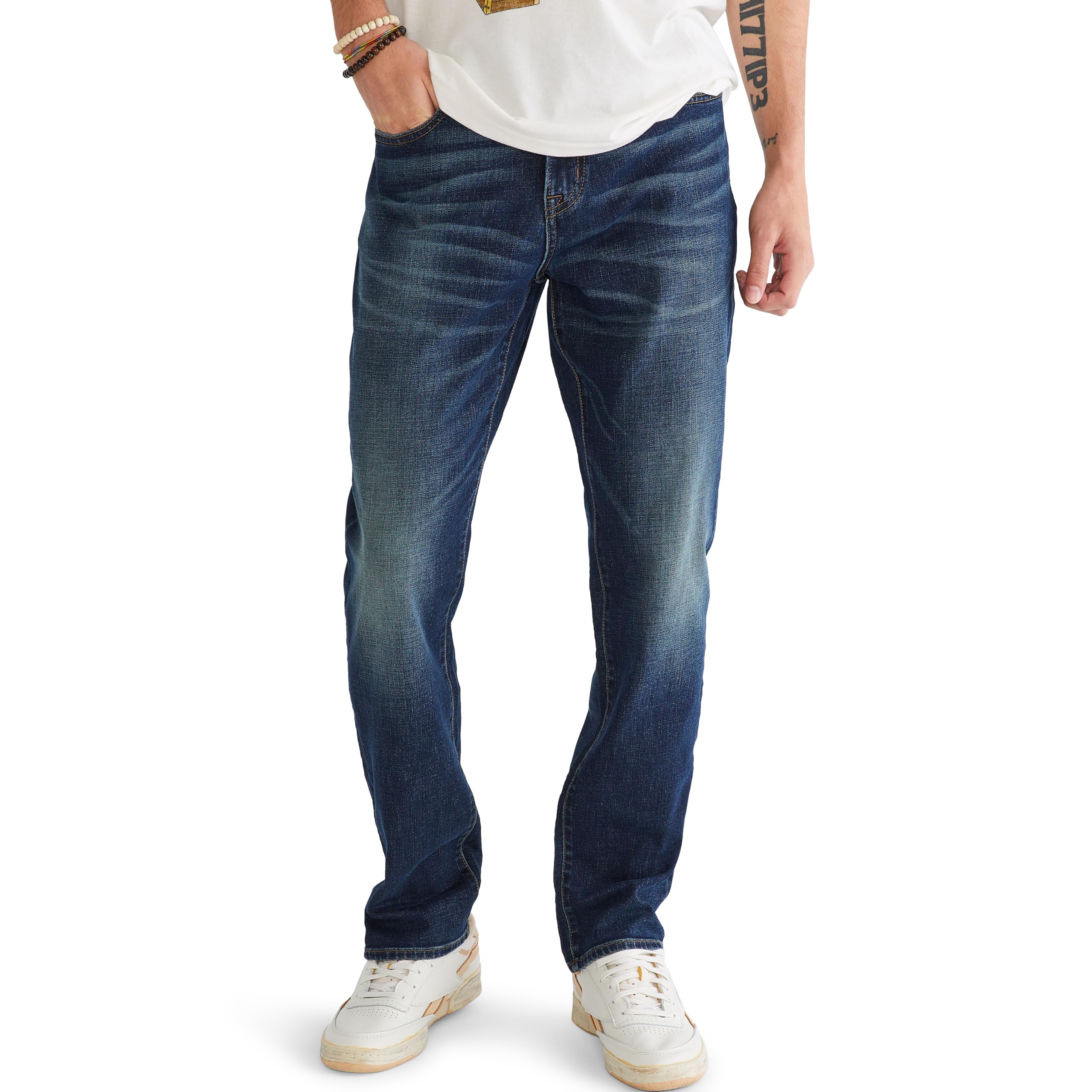 Aeropostale Men’s Athletic Straight Jean, Dark Wash, 30W x 32L