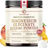 Magnesium Glycinate Powder 400MG | Sleep & Relaxation Support | Peach Mango Flavor, Sugar-Free | High Absorption Chelated Magnesium Powder | Vegan, Gluten-Free, Non-GMO | 30 Servings | 225g (7.94oz)