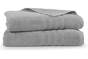 Martex 2-Pack Ultimate Performance Bath Sheet Set – 100% Cotton – 33” x 65” – Extra Large Bath Towels – Versatile – Low-Linting – Supersoft Bathroom Set – Super Absorbent – Easy Care – Monument Grey