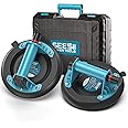 SEESII Glass Suction Cups 2-Pack, 200KG 8" Heavy Duty Tile Suction Cup Tool with Pump & Handle, Vacuum Glass Lifter for Const