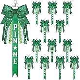 Tondiamo 12 Pcs Cheer Pin Me Ribbon Glitter Cheerleader Bow Keychain Gifts for Backpack Bag Teens Girls Graduation