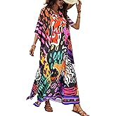 Nidoul Kaftan Dresses for Women Plus Size Bathing Suit Cover Up Long Swimsuit Coverup Swim Summer Beach Caftans Loungewear