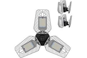 LZHOME 2-Pack LED Garage Lights, Deformable LED Garage Ceiling Lights 9000 Lumens, 82W CRI 80 Led Shop Lights for Garage, Adjustable Garage Lights, Led Garage Lighting (No Motion Activated)