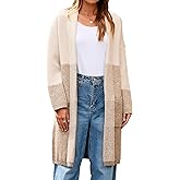 Simplee Womens Long Cardigan Sweaters Color Block Chunky Knit Oversized Sweater Coats Coatigan Fall Trendy Outwear 2025