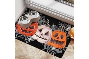 CUSLNOX Halloween Dog Food Mats for Floors, Absorbent Dog Bowl Mats for Food and Water, Quick Dry Pet Cat Food Mat Non-Slip Dog Accessories Pet Supplies